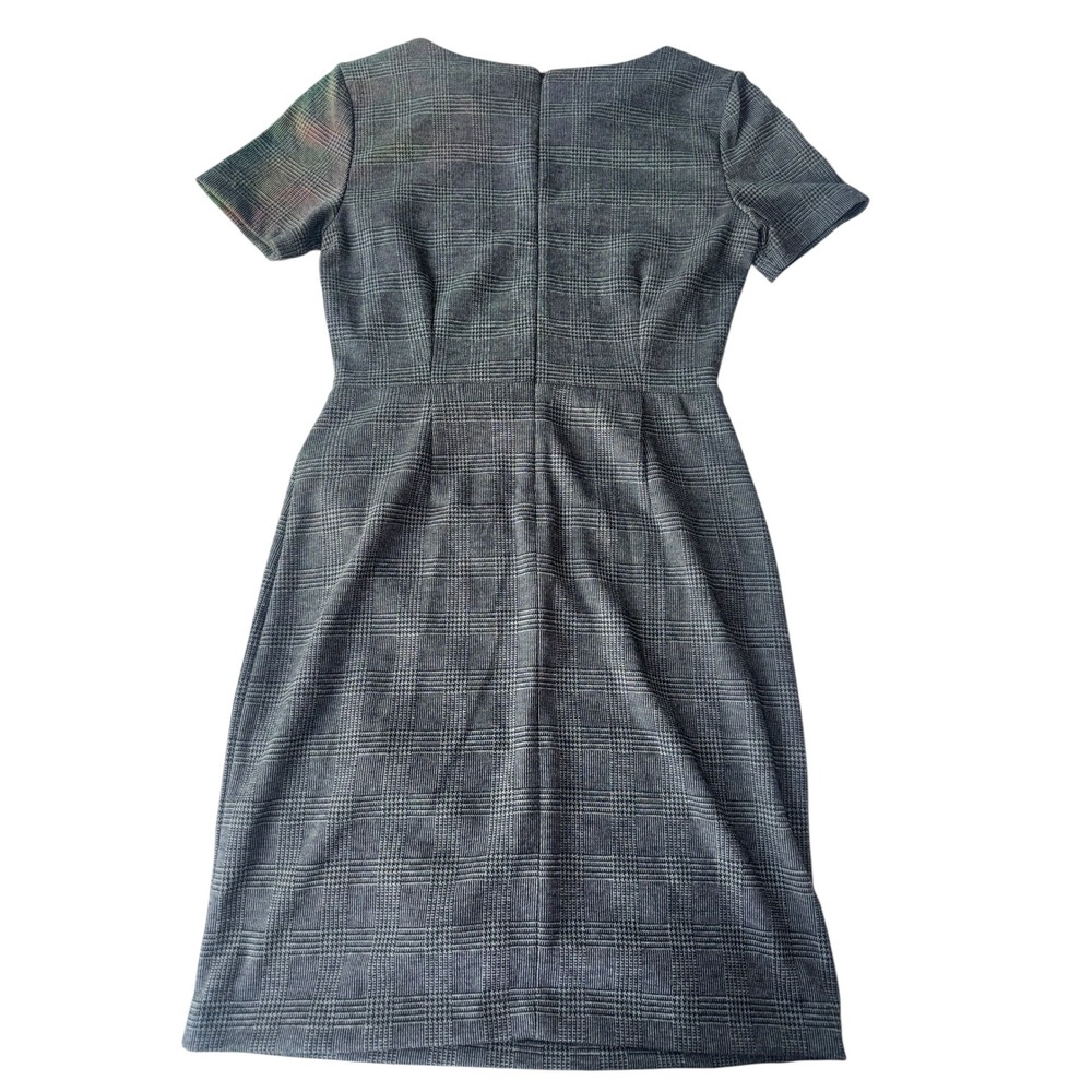 Womens Plaid Sheath Dress Short Sleeve Business Casual Career‎ Knee Length - Picture 3 of 4